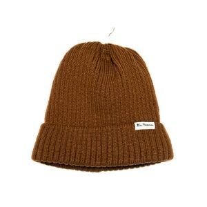 Ben Sherman Camel Rib Knit Plush Faux Fur Lined Beanie Winter Hat Skull Cap